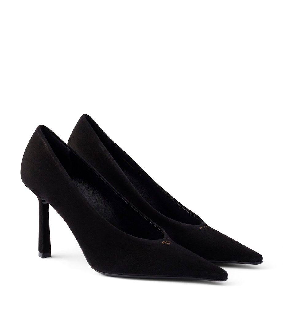 Prada Suede Logo Pumps 90 Black Image 1