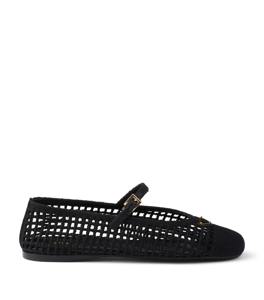 Prada Crochet Ballet Flats Black Image 1