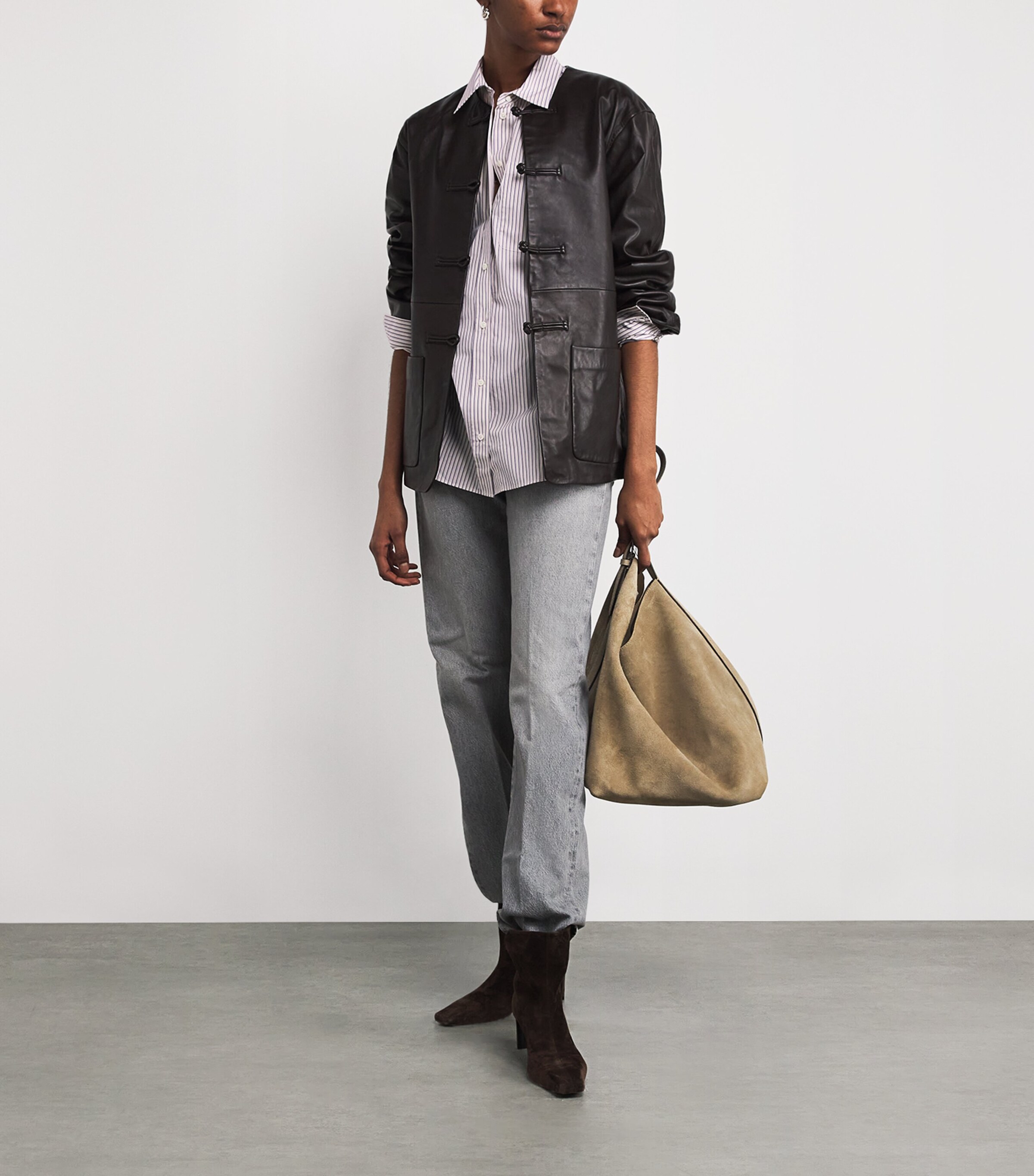 Cotton Stripe Oversized Shirt AUBERGINE MULTI Image 2