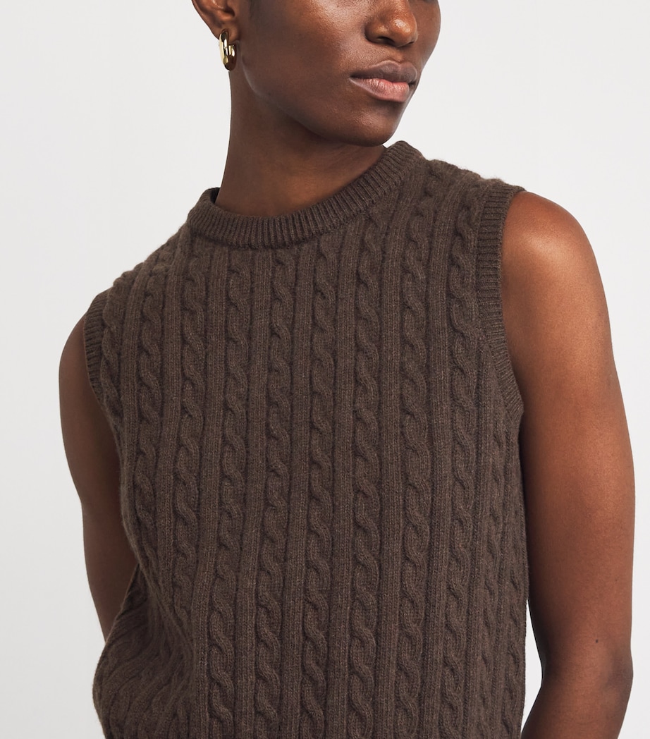 Wool-Blend Denim-Collar Sweater Vest BROWN Image 6