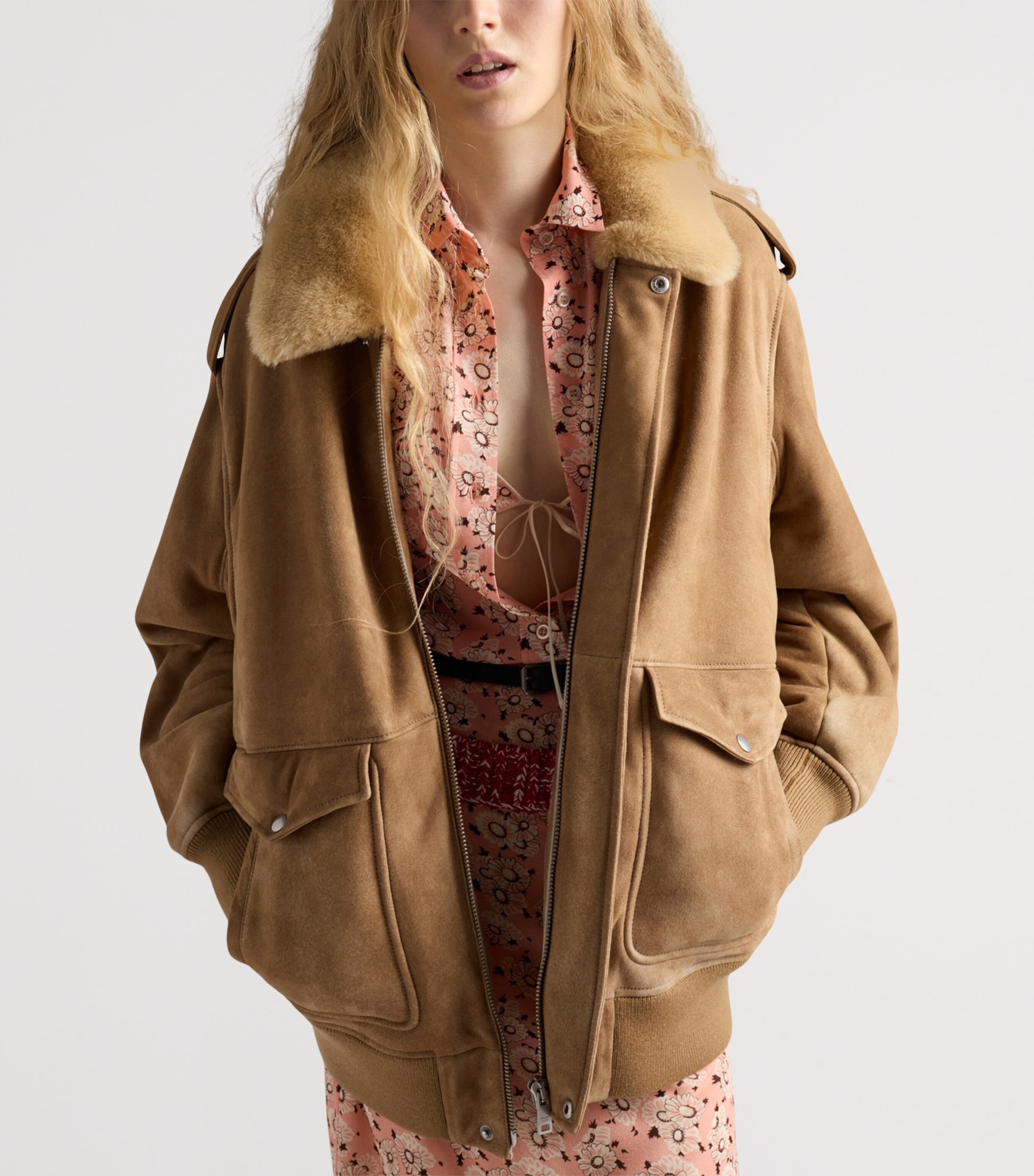 Stretch-Silk Georgette Floral Shirt F0D61 Image 3