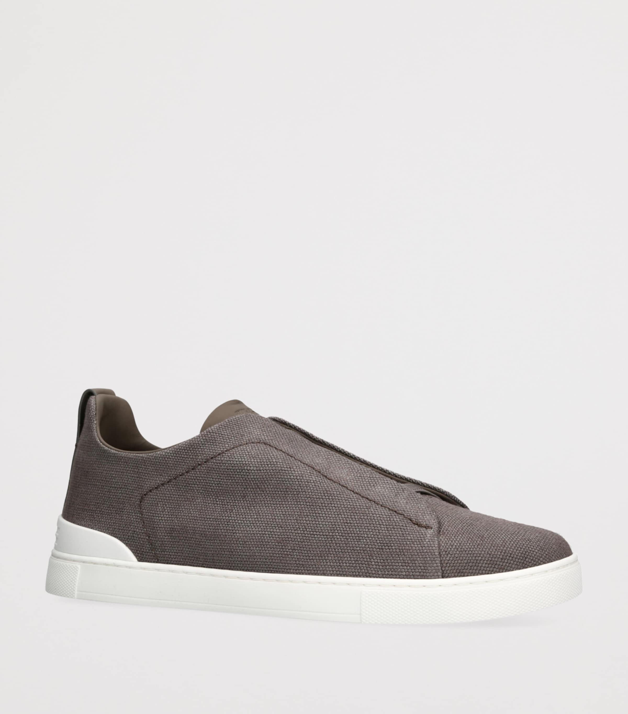 Zegna Suede Triple Stitch Sneakers Grey/dark Image 3