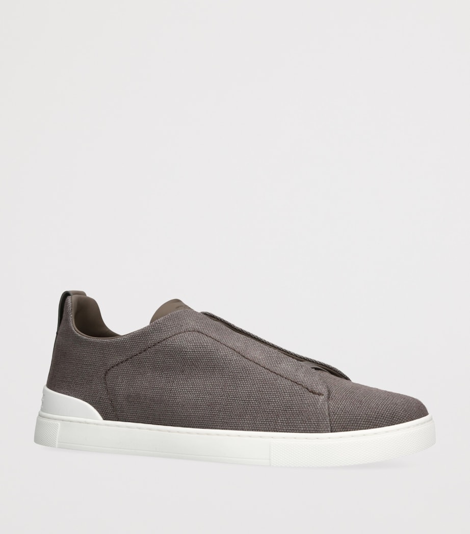 Zegna Suede Triple Stitch Sneakers Grey/dark Image 3