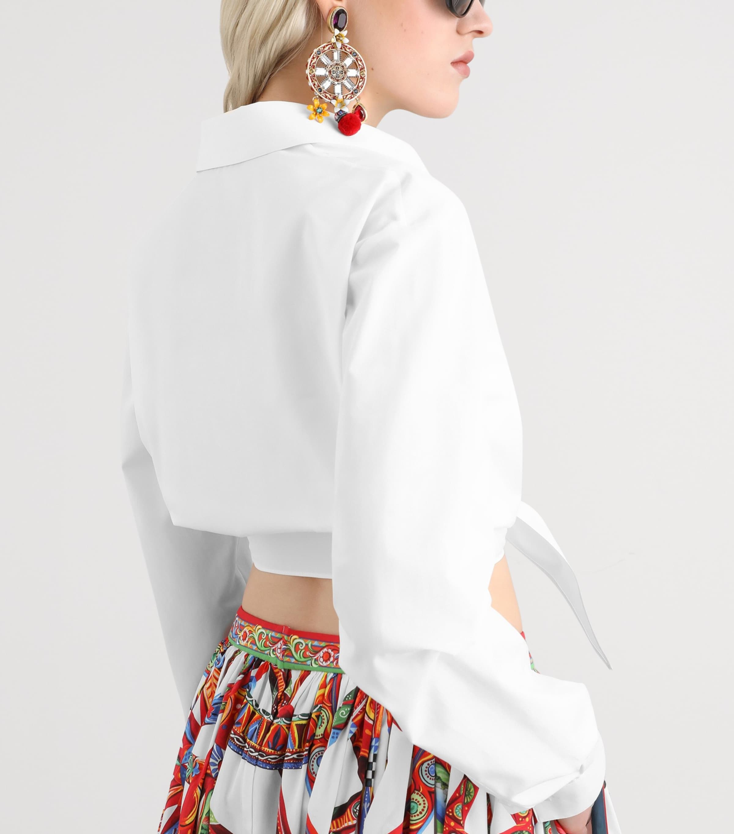 Dolce&Gabbana Womens Cotton Tie-Detail Shirt Optical White Image 4