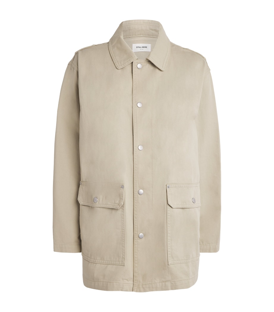 STILL HERE Womens Cotton Barn Jacket Khaki Image 1