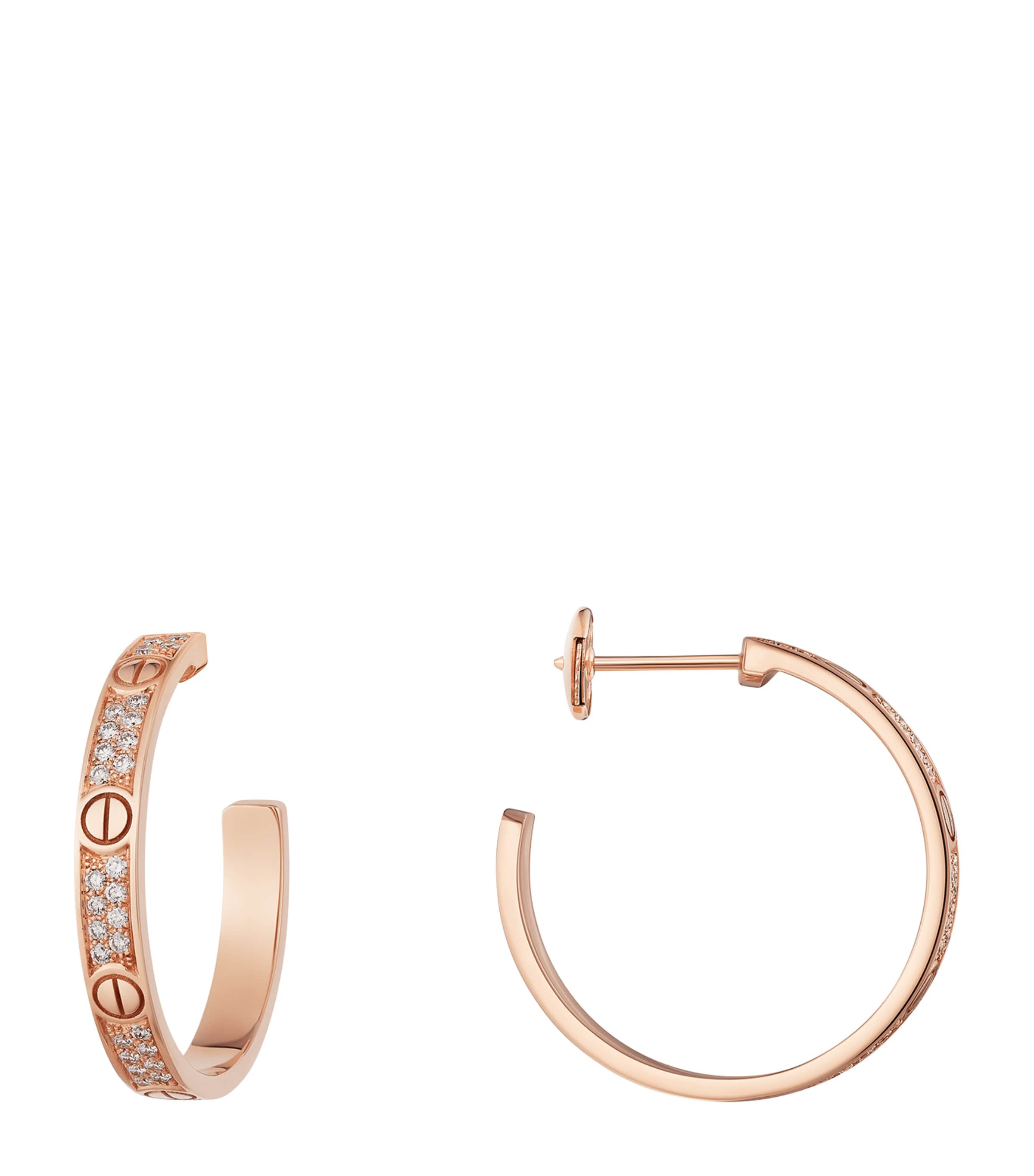 Rose Gold and Diamond Love Hoop Earrings ROSE GOLD Image 2