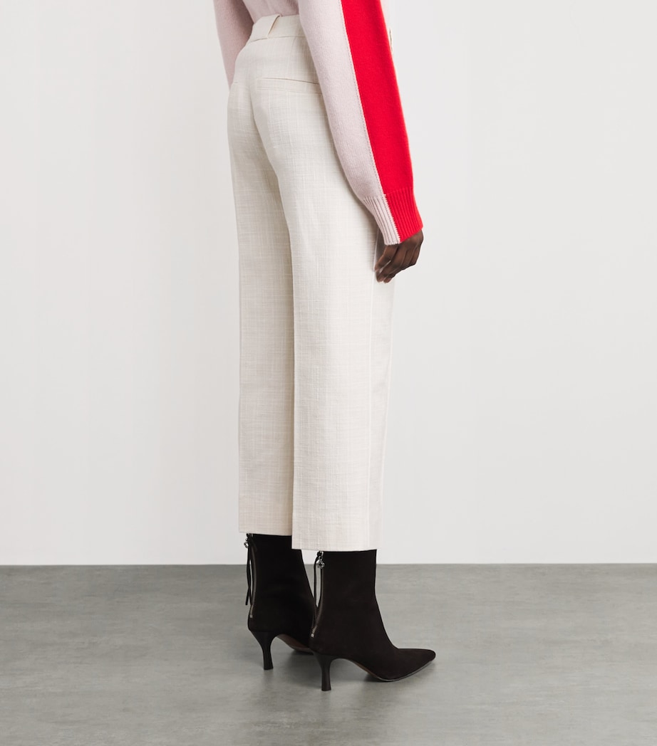 ME+EM Womens Cotton-Blend Textured Cropped Trousers Ivory Image 5