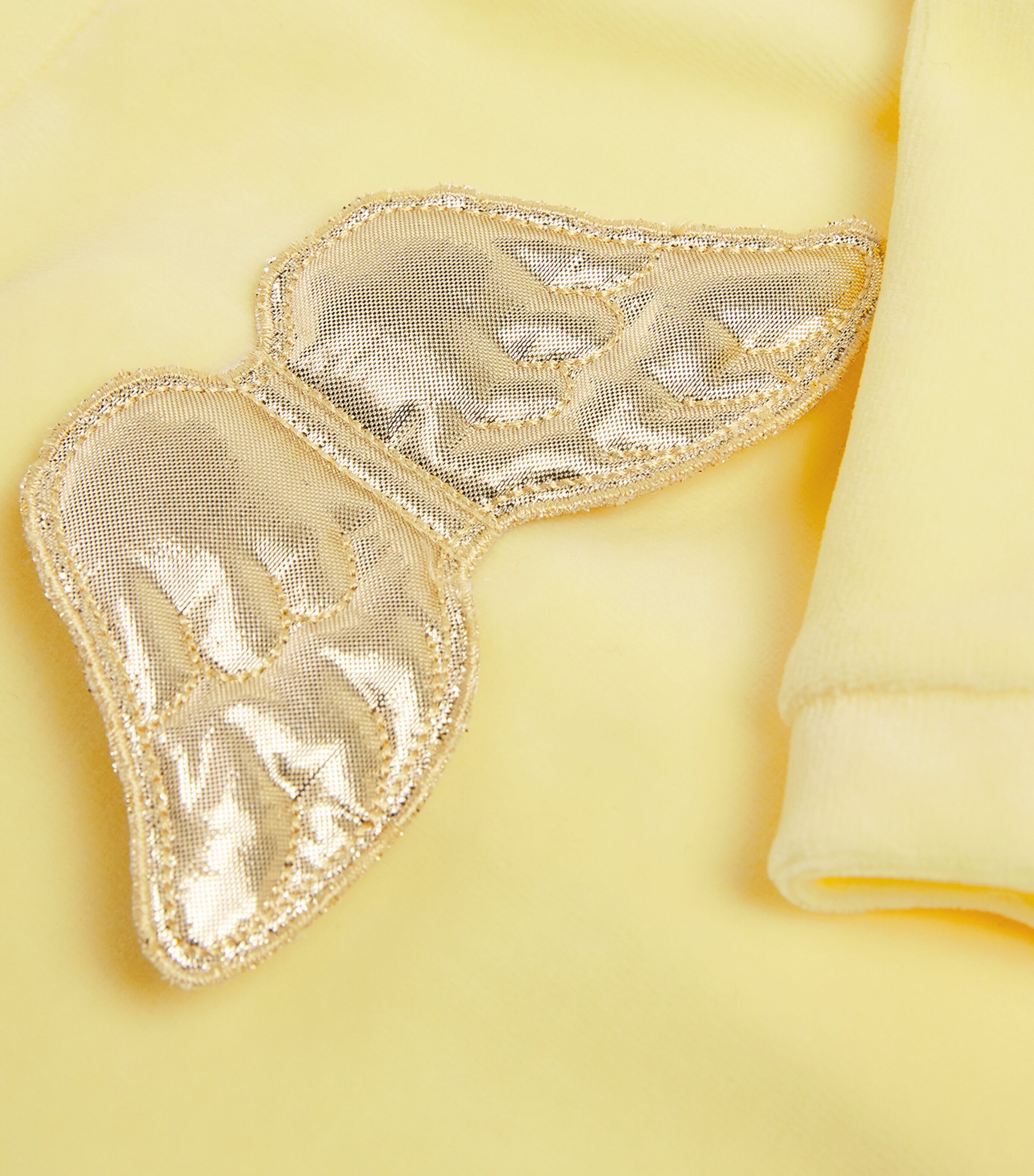 Marie-Chantal Velour Angel Wing All-In-One (0-18 Months) Lemon Image 4