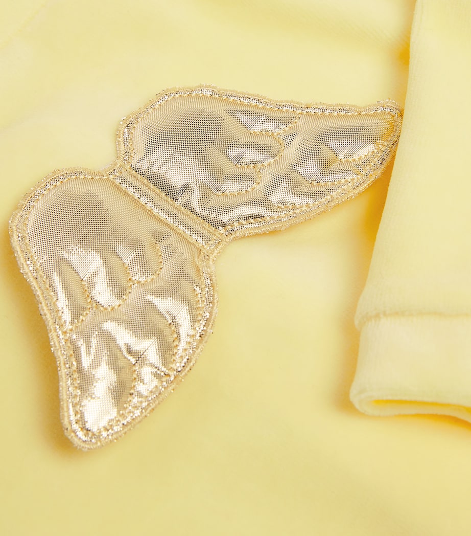 Marie-Chantal Velour Angel Wing All-In-One (0-18 Months) Lemon Image 4