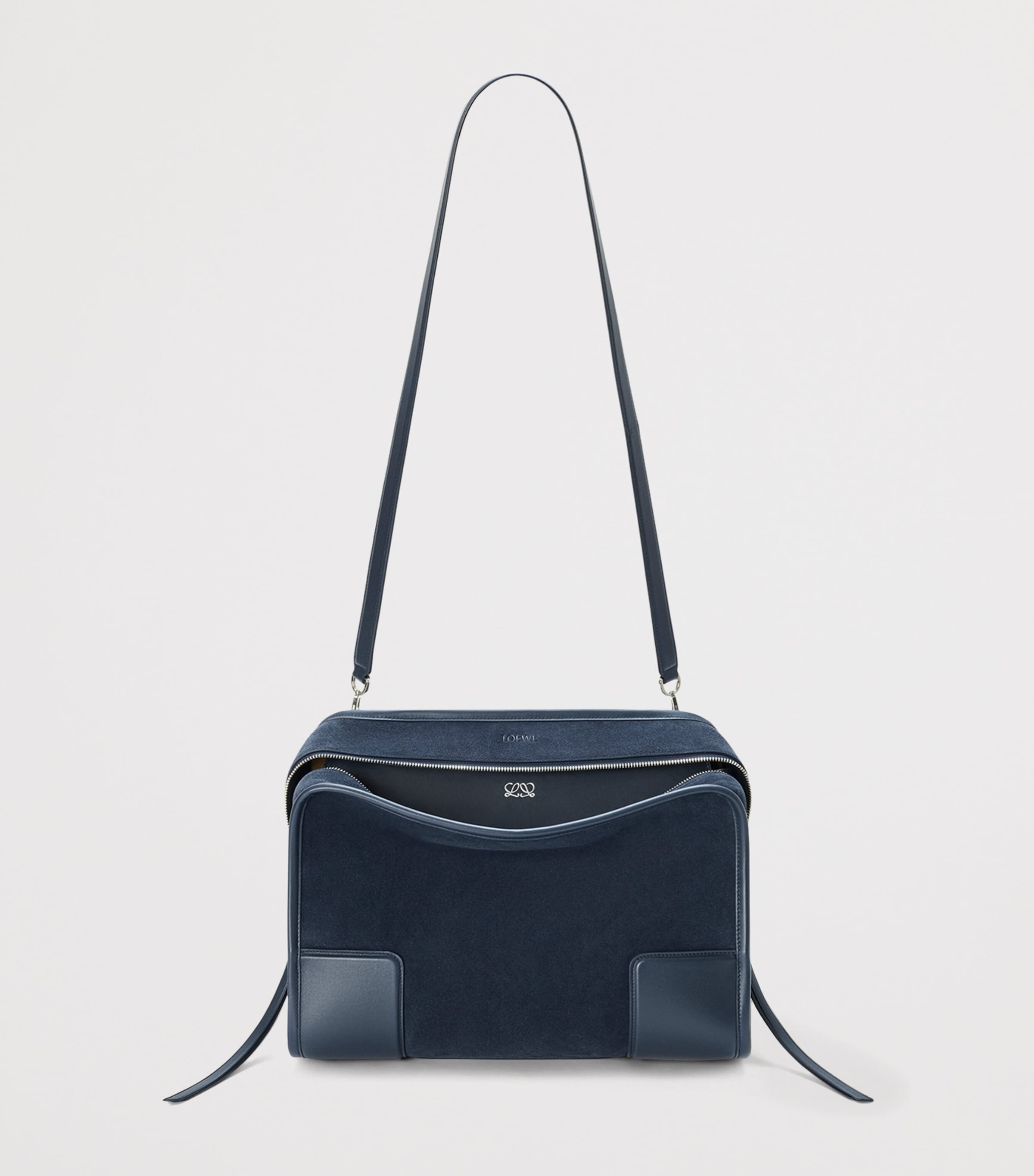 LOEWE Large Suede Amazona 180 Top-Handle Bag Deep Navy Image 9