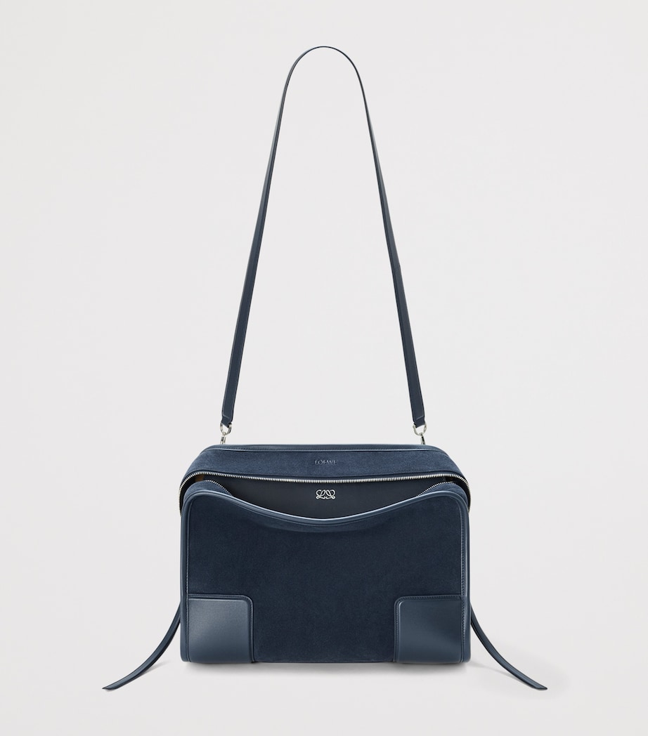 LOEWE Large Suede Amazona 180 Top-Handle Bag Deep Navy Image 9
