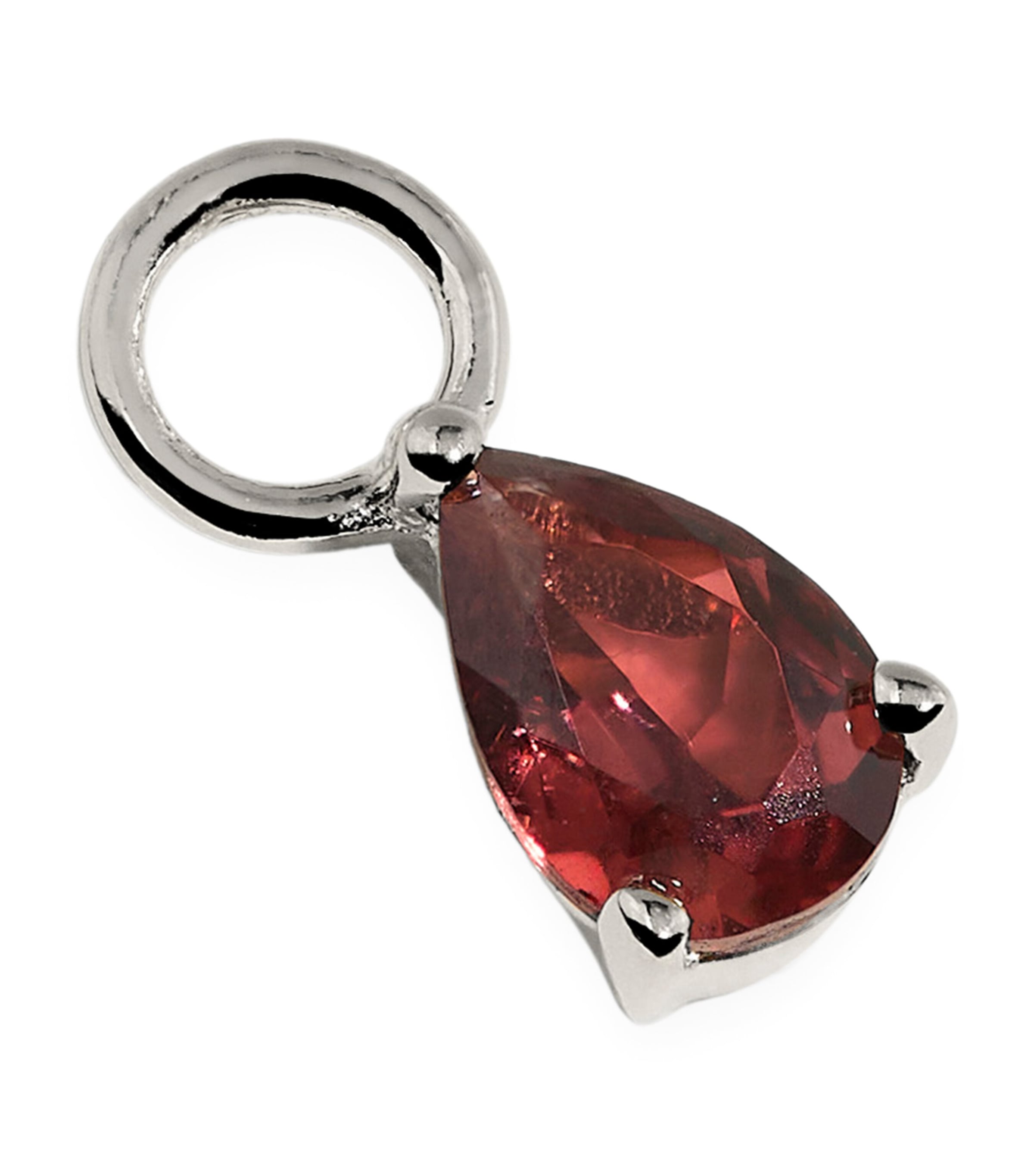 Astrid & Miyu White Gold and Garnet Birthstone Earring Charm White Gold Image 1