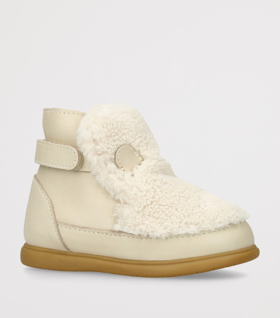 Leather-Shearling Polar Bear Roumi Boots CREAM Image 3