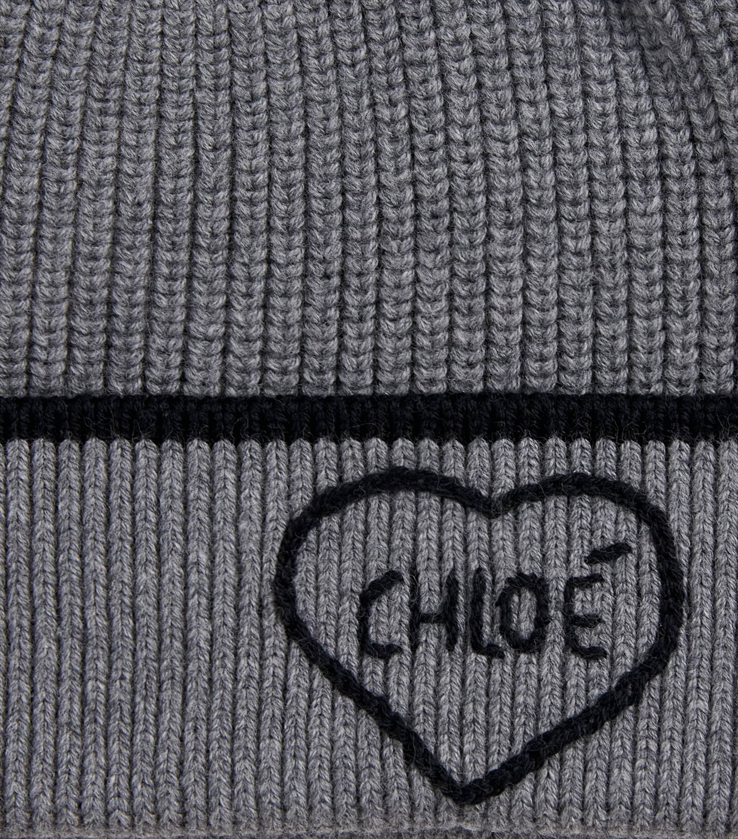 Chloé Kids Cotton-Wool Logo Beanie Heather Grey Image 2