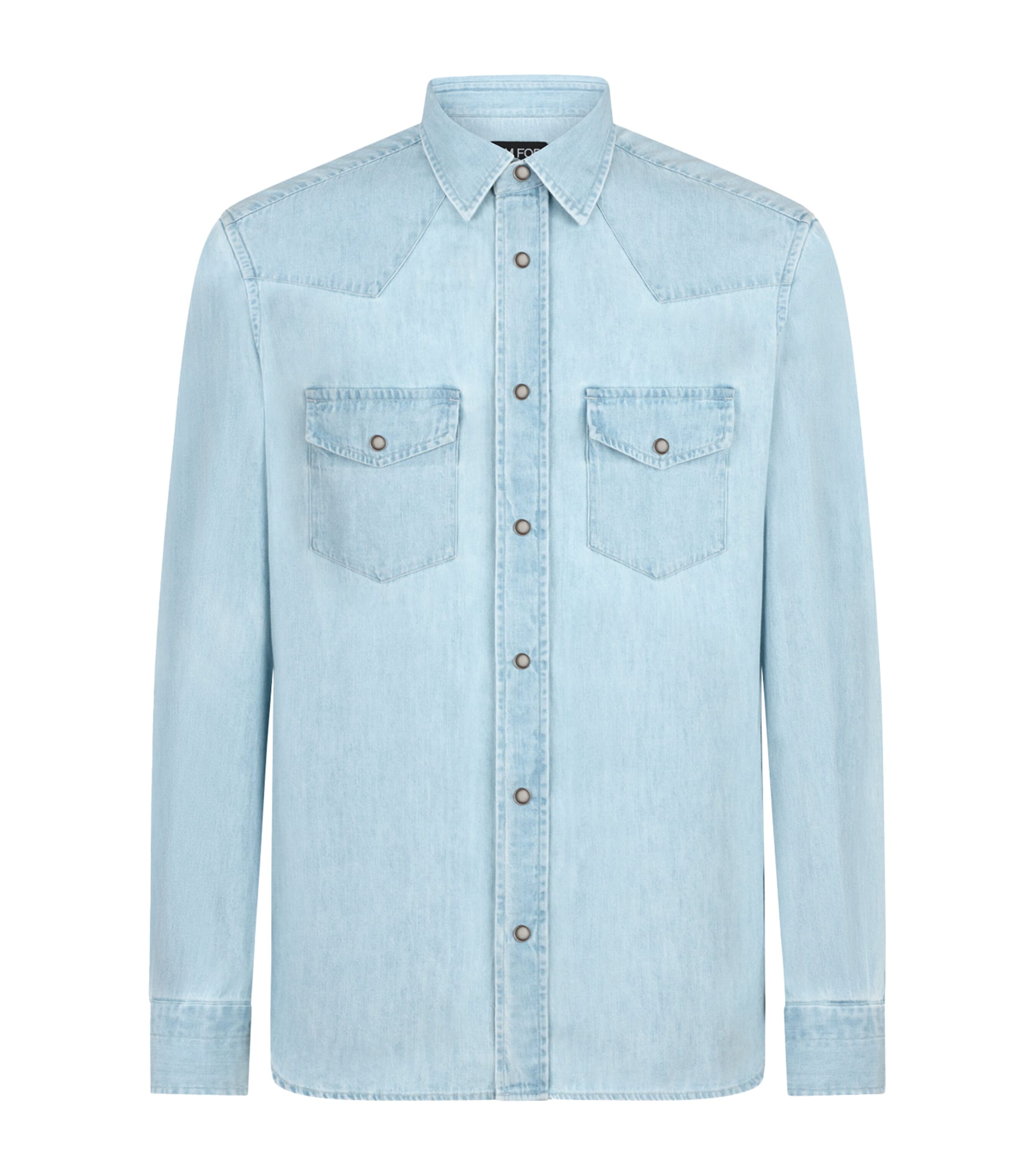 Tom Ford Denim Chambre Western Shirt In Blue