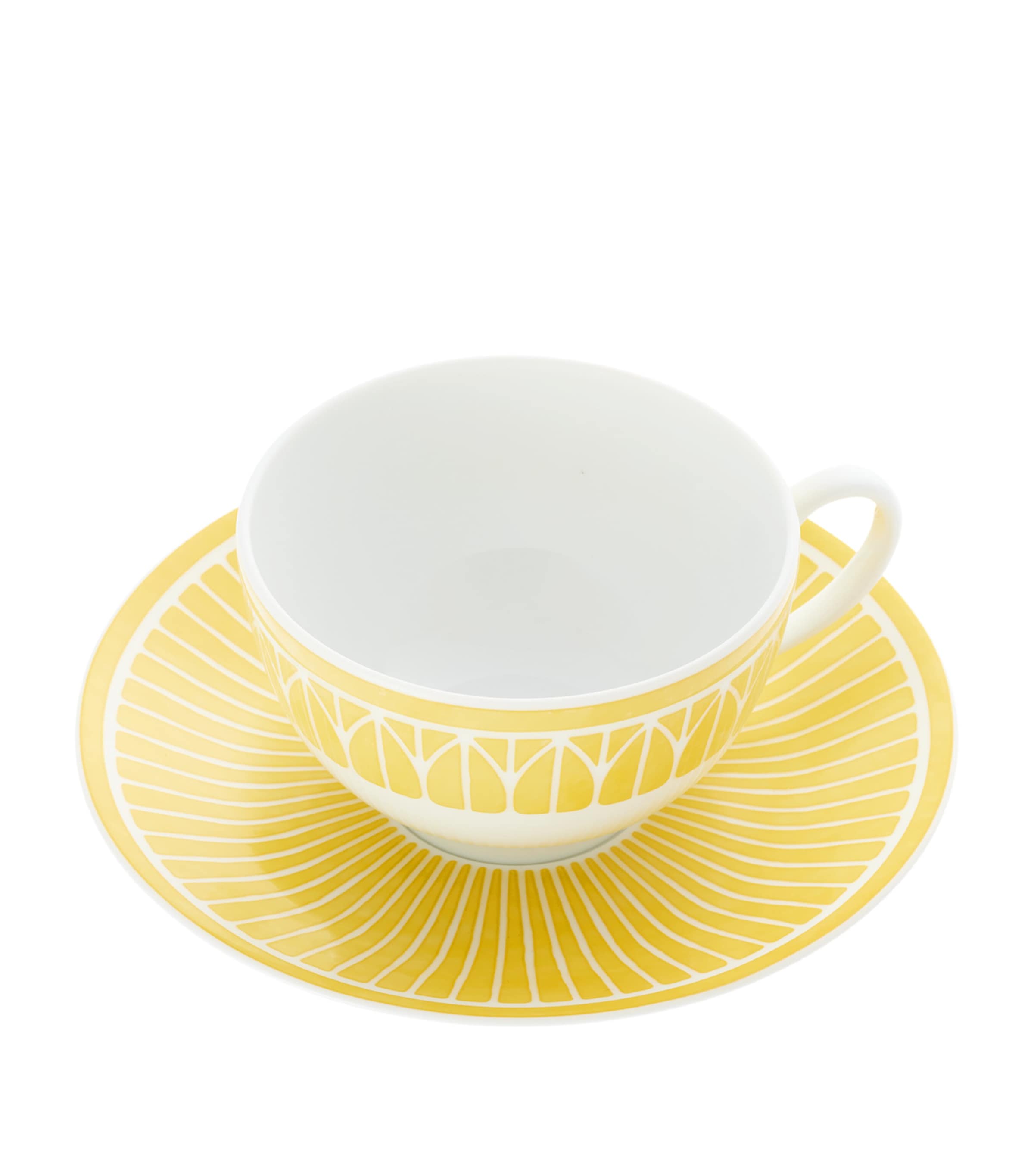 Christofle Porcelain Malmaison Riviera Teacup and Saucer White/yellow Image 3