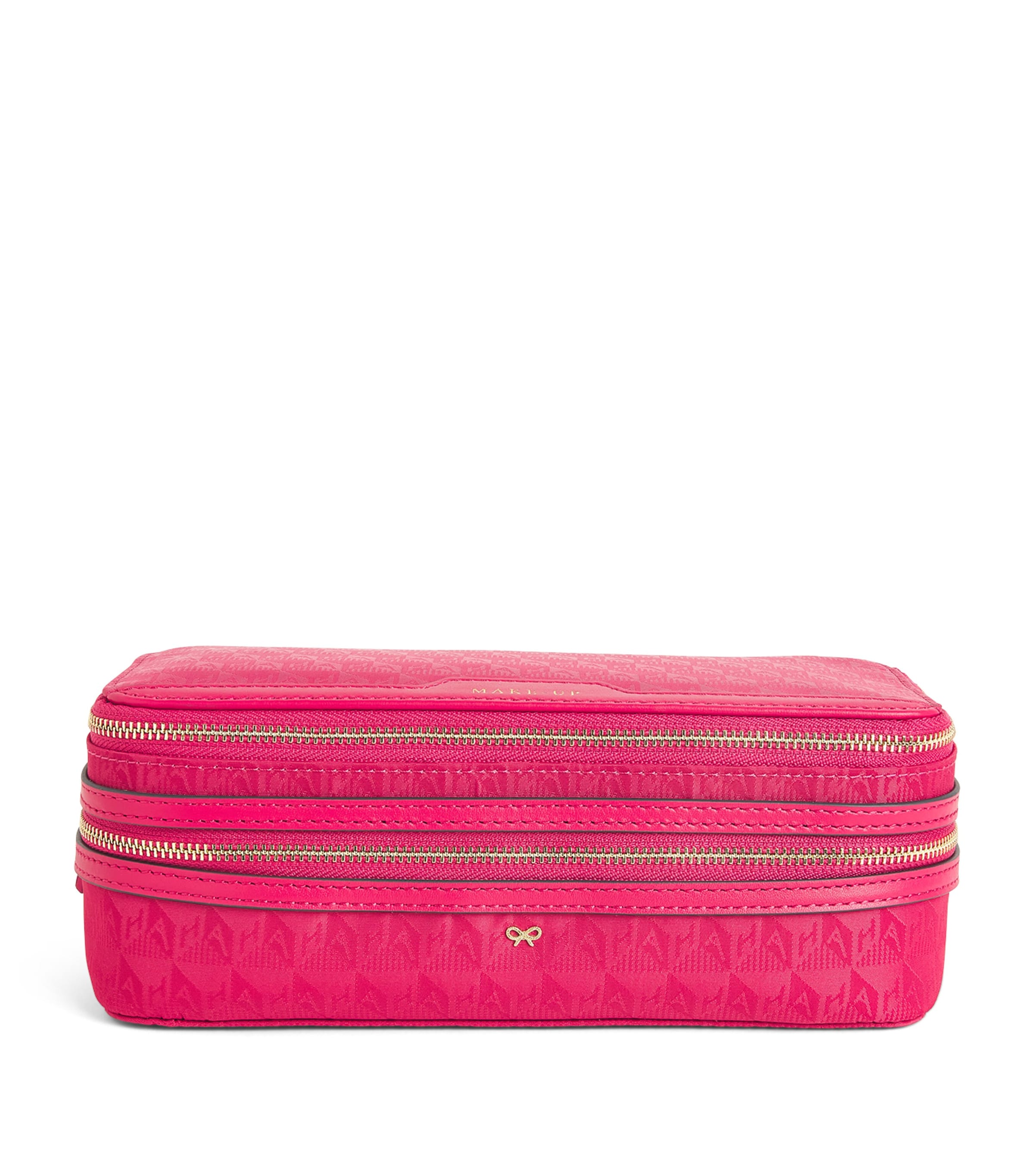 Shop Anya Hindmarch Logo Jacquard Make-up Pouch In Pink