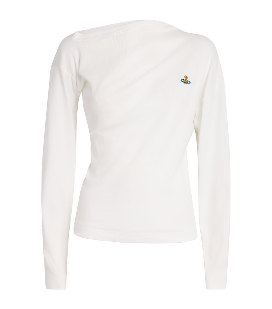 Stretch-Cotton Asymmetric Orb Hebo Top A401 WHITE Image 1