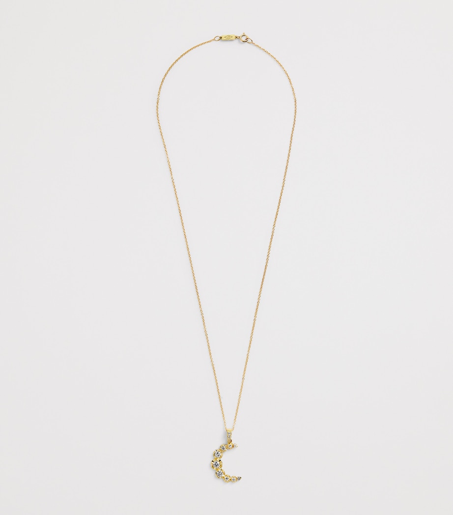 Yellow Gold and Diamond Moon Necklace YELLOW GOLD Image 3
