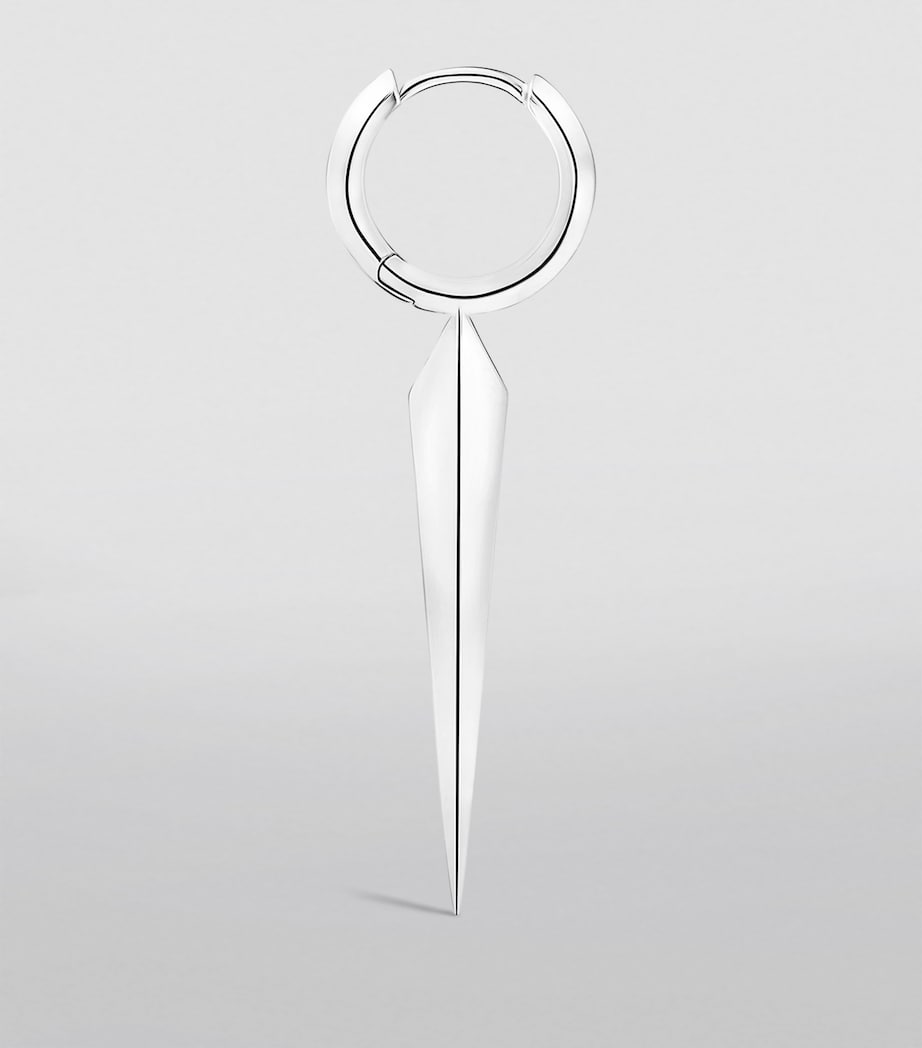 White Gold Faceted Grand Spike Hoop Earring (8mm) WHITE GOLD Image 3