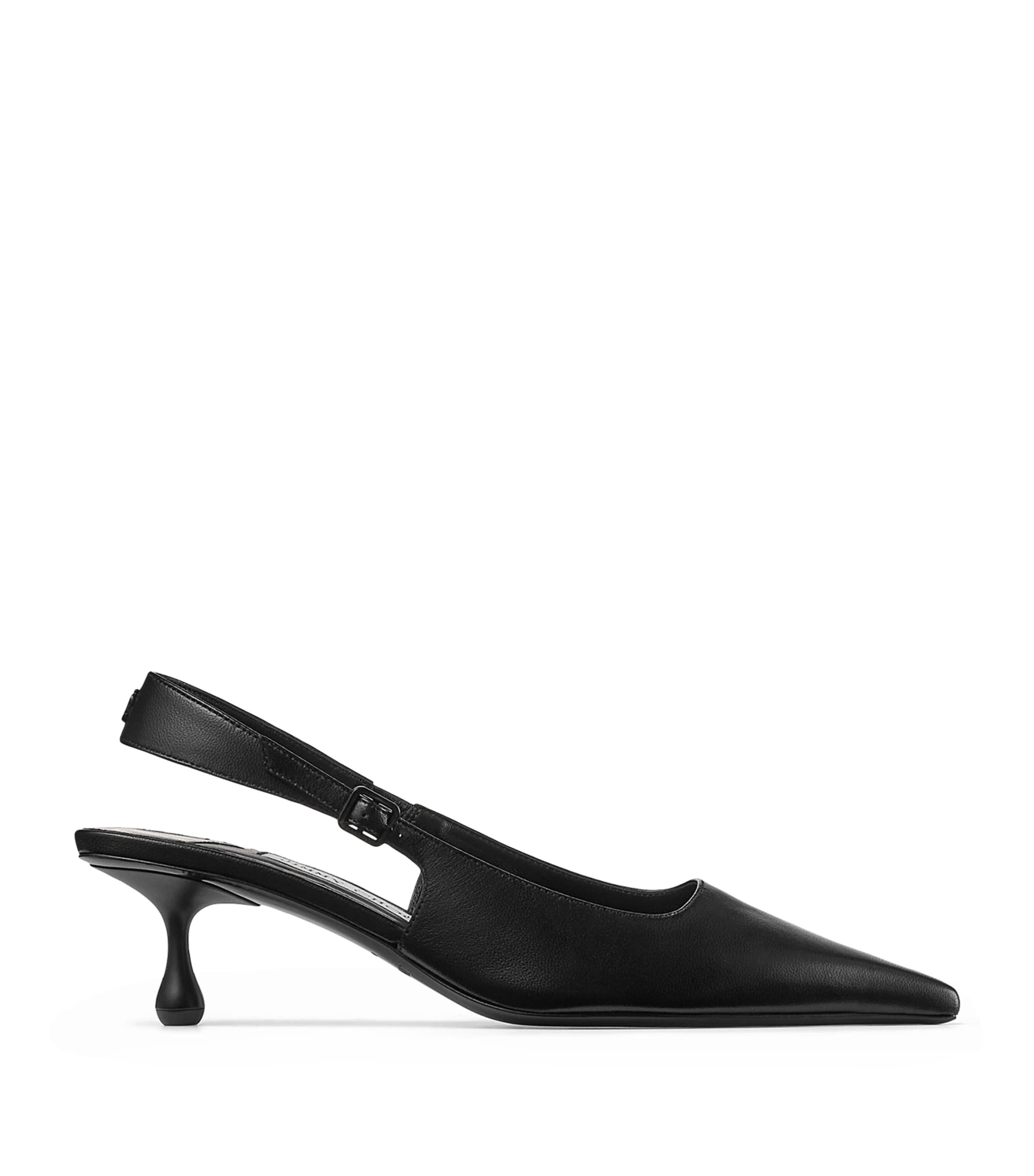 Shop Jimmy Choo Amel 50 Leather Slingback Pumps In Black