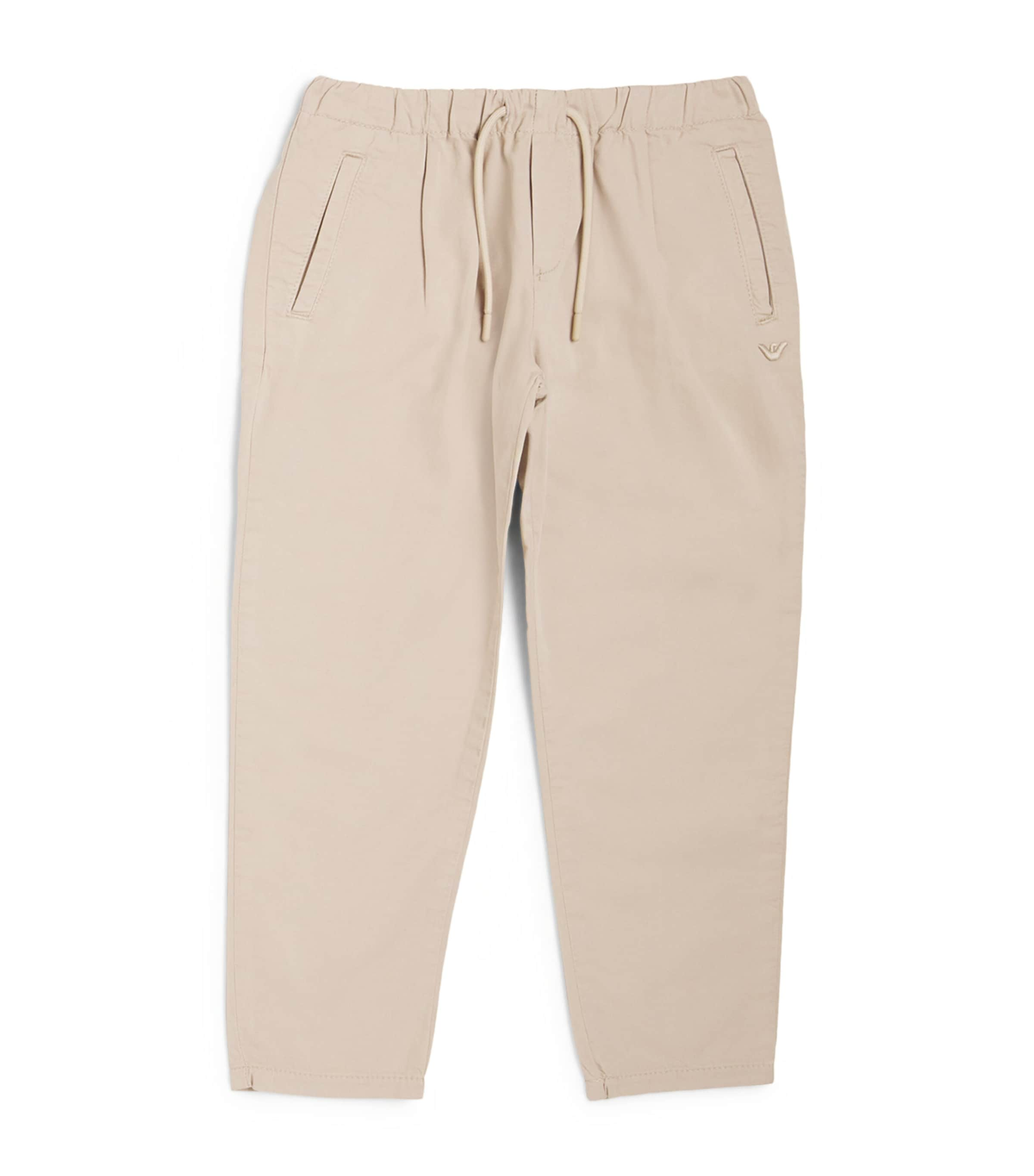 Shop Emporio Armani Twill Drawstring Trousers In Beige