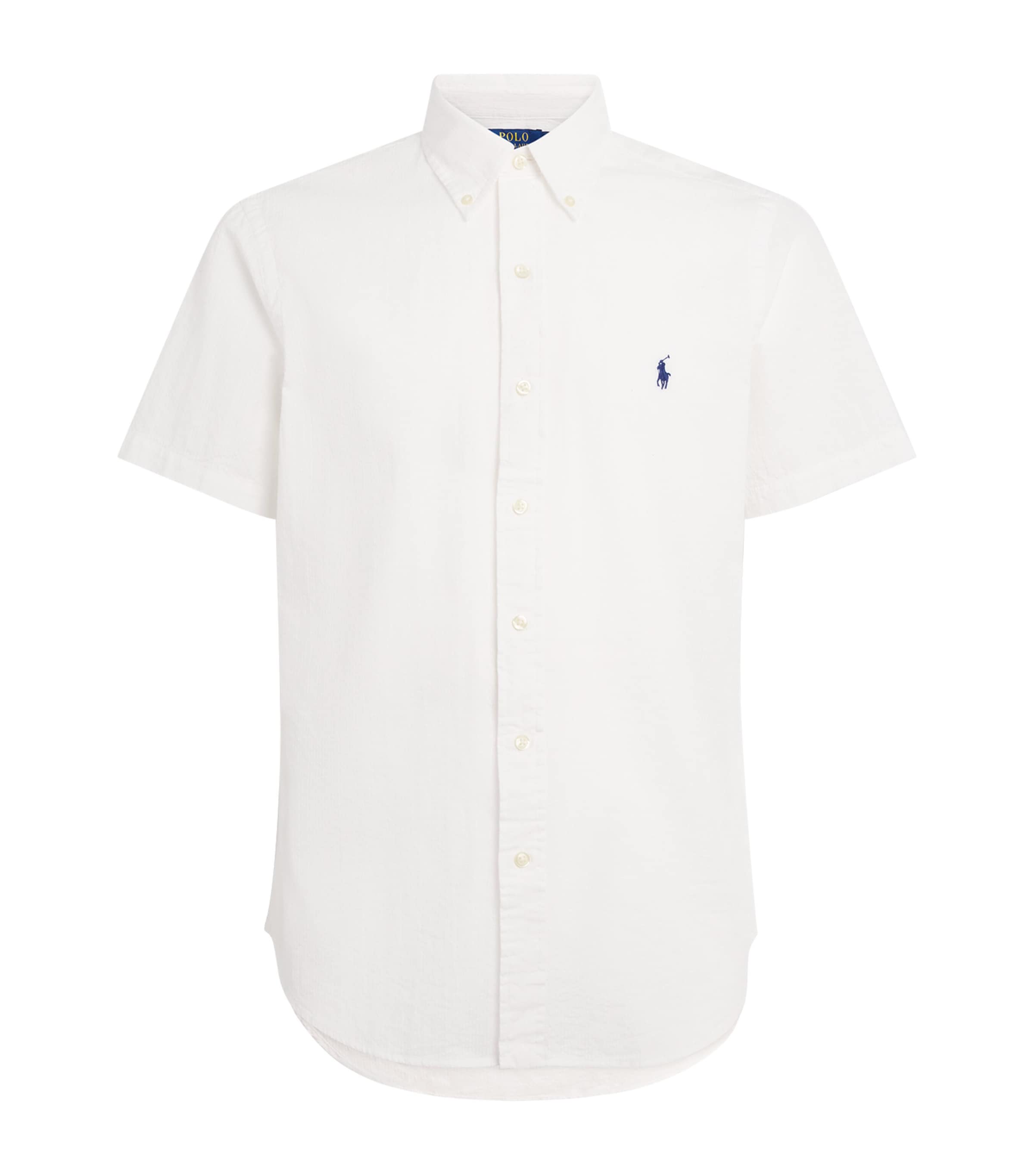 Polo Ralph Lauren Mens Seersucker Cotton Custom Fit Shirt White Image 1