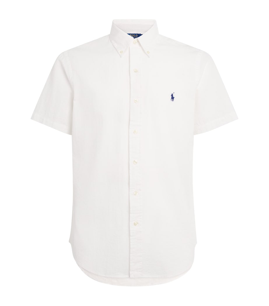 Polo Ralph Lauren Mens Seersucker Cotton Custom Fit Shirt White Image 1