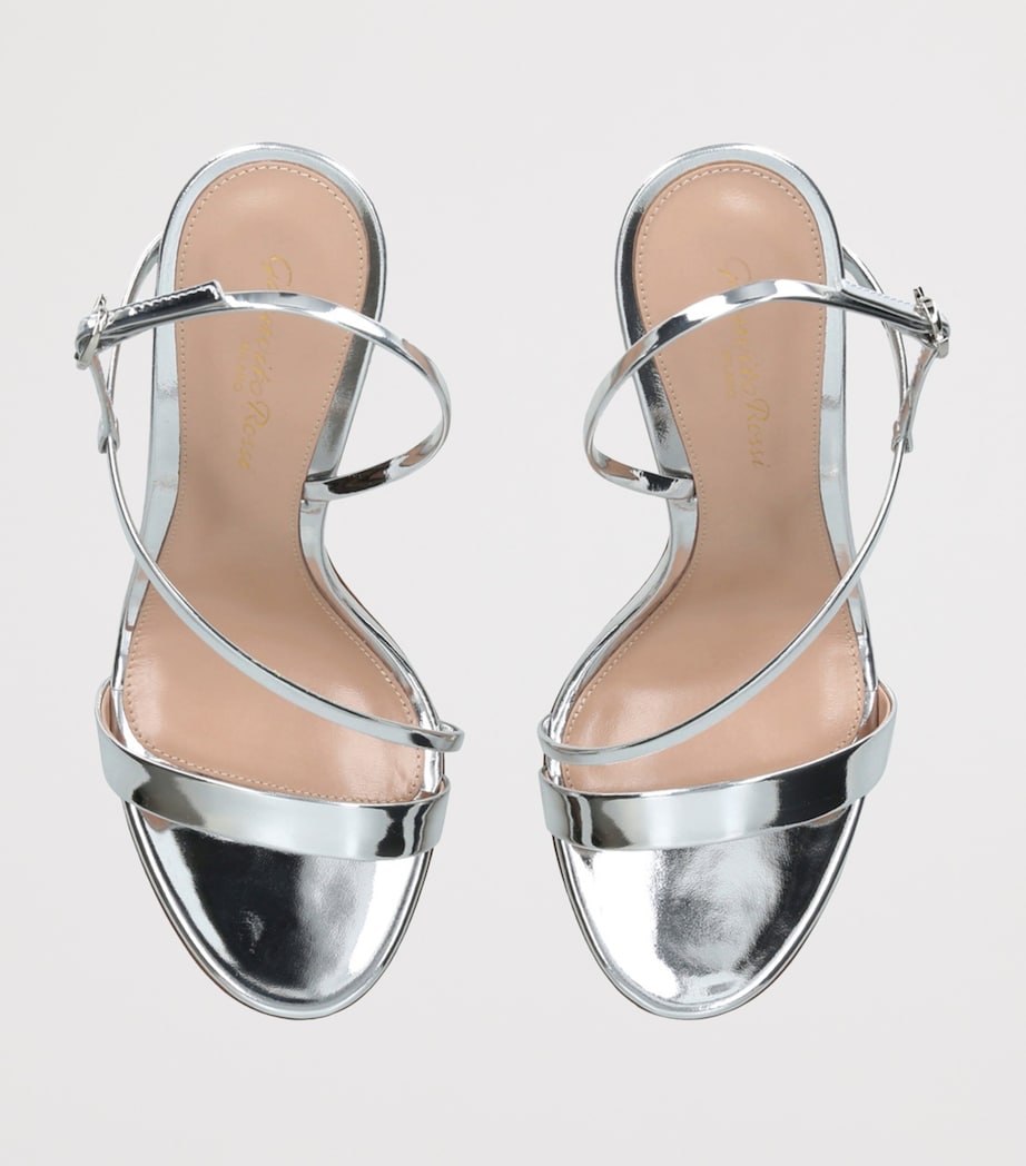 Gianvito Rossi Metallic Leather Manhattan Heeled Sandals 95 Silver Image 4
