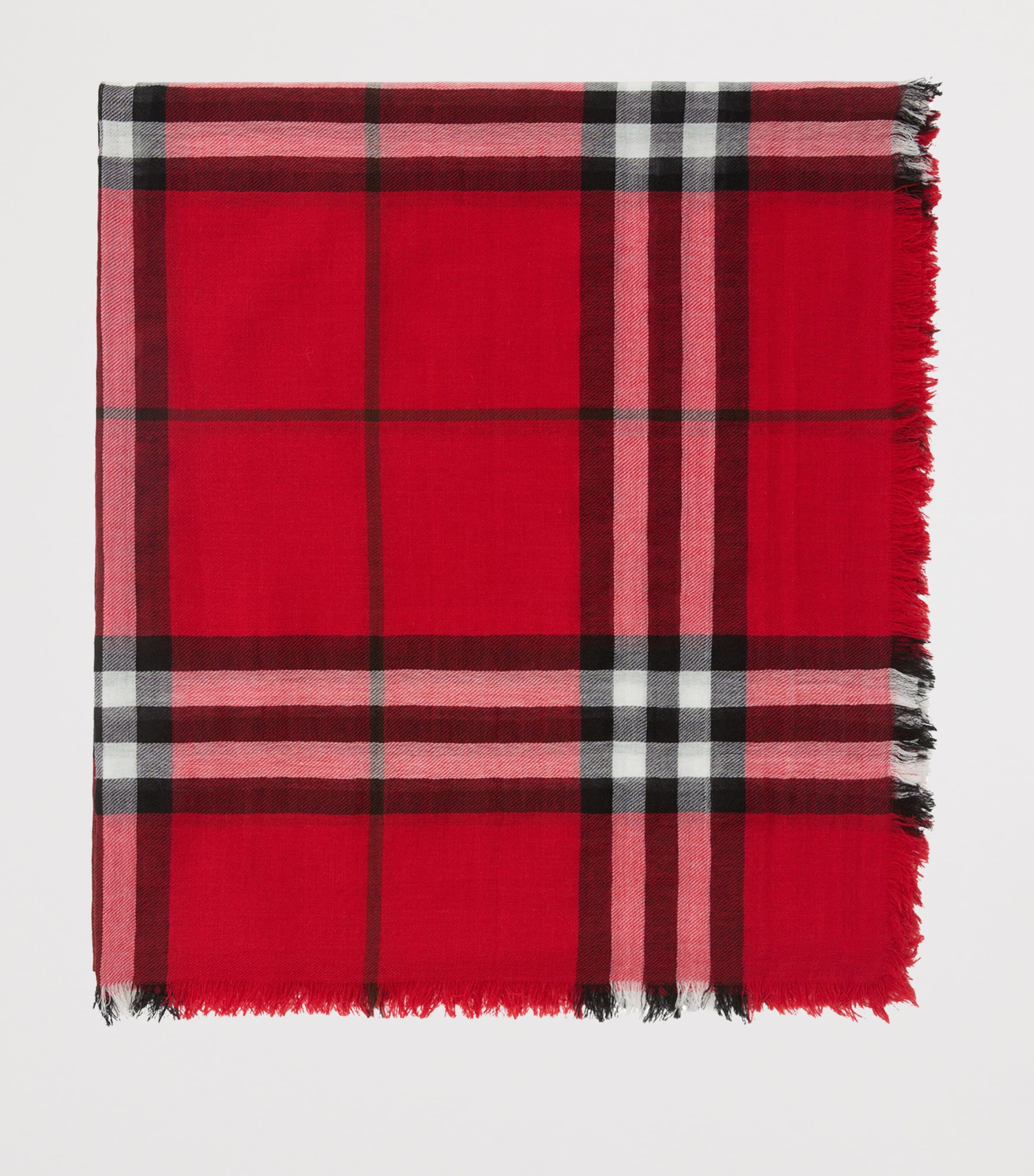 Burberry Wool Wide Check Scarf Post Red Image 6