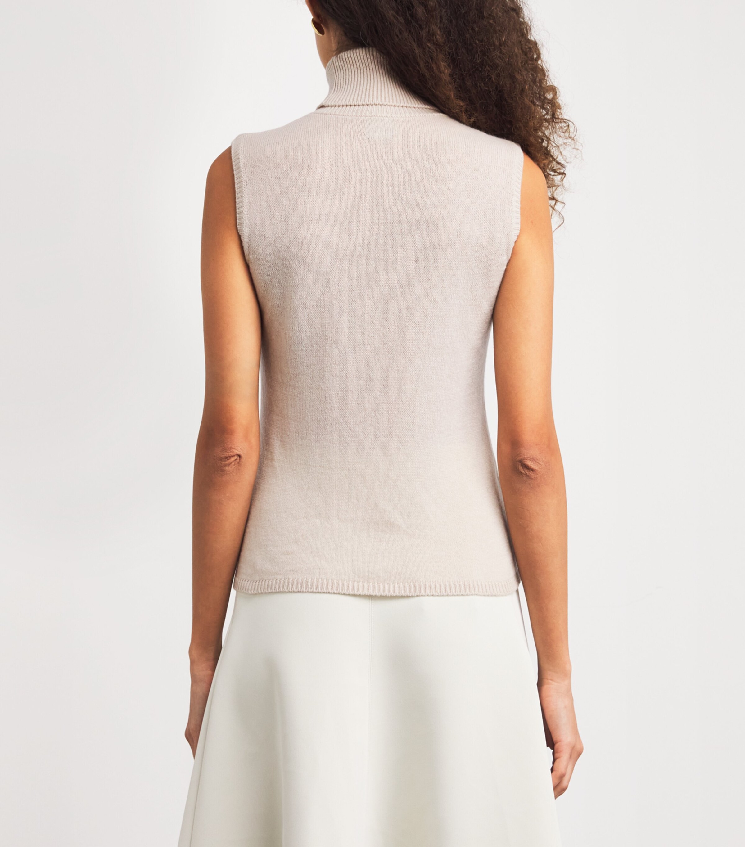 Eleventy Womens Cashmere Sleeveless Rollneck Sweater Sabbia Image 4