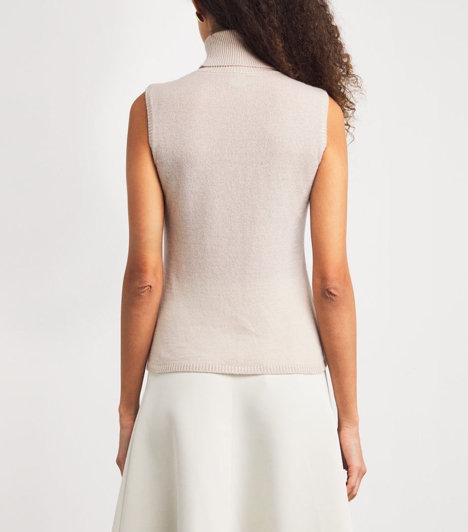Eleventy Womens Cashmere Sleeveless Rollneck Sweater Sabbia Image 4