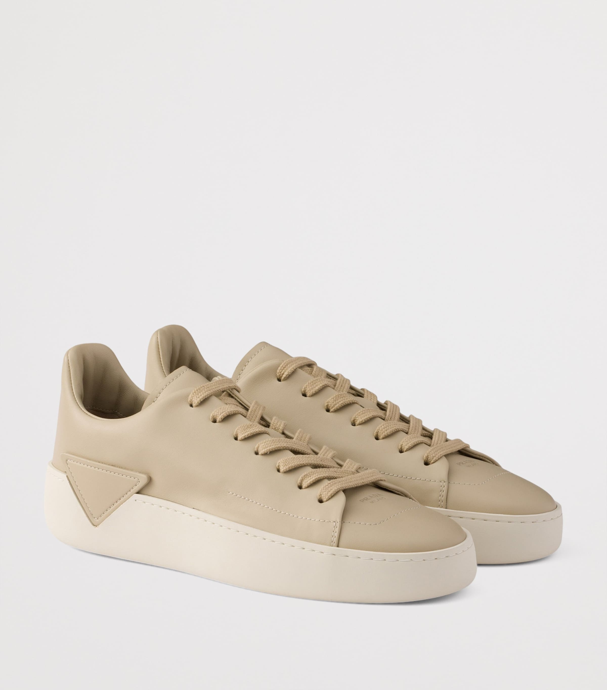 Prada Leather Court Sneakers Neutral Image 2