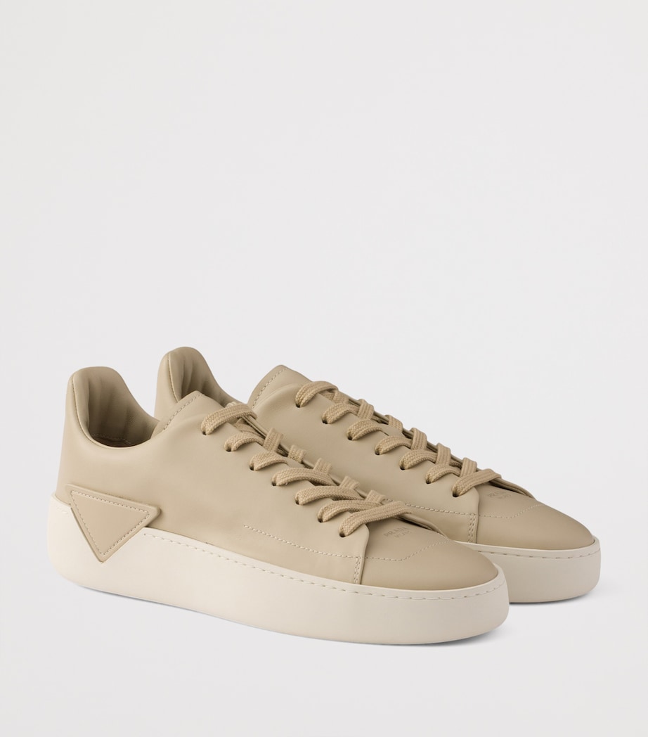 Prada Leather Court Sneakers Neutral Image 2