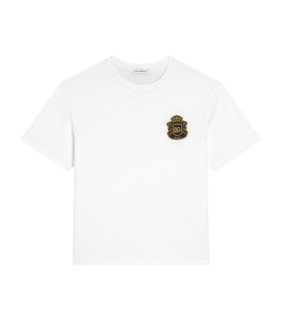 Dolce&Gabbana Kids Cotton Crest T-Shirt (8-12+ Years) White Image 1