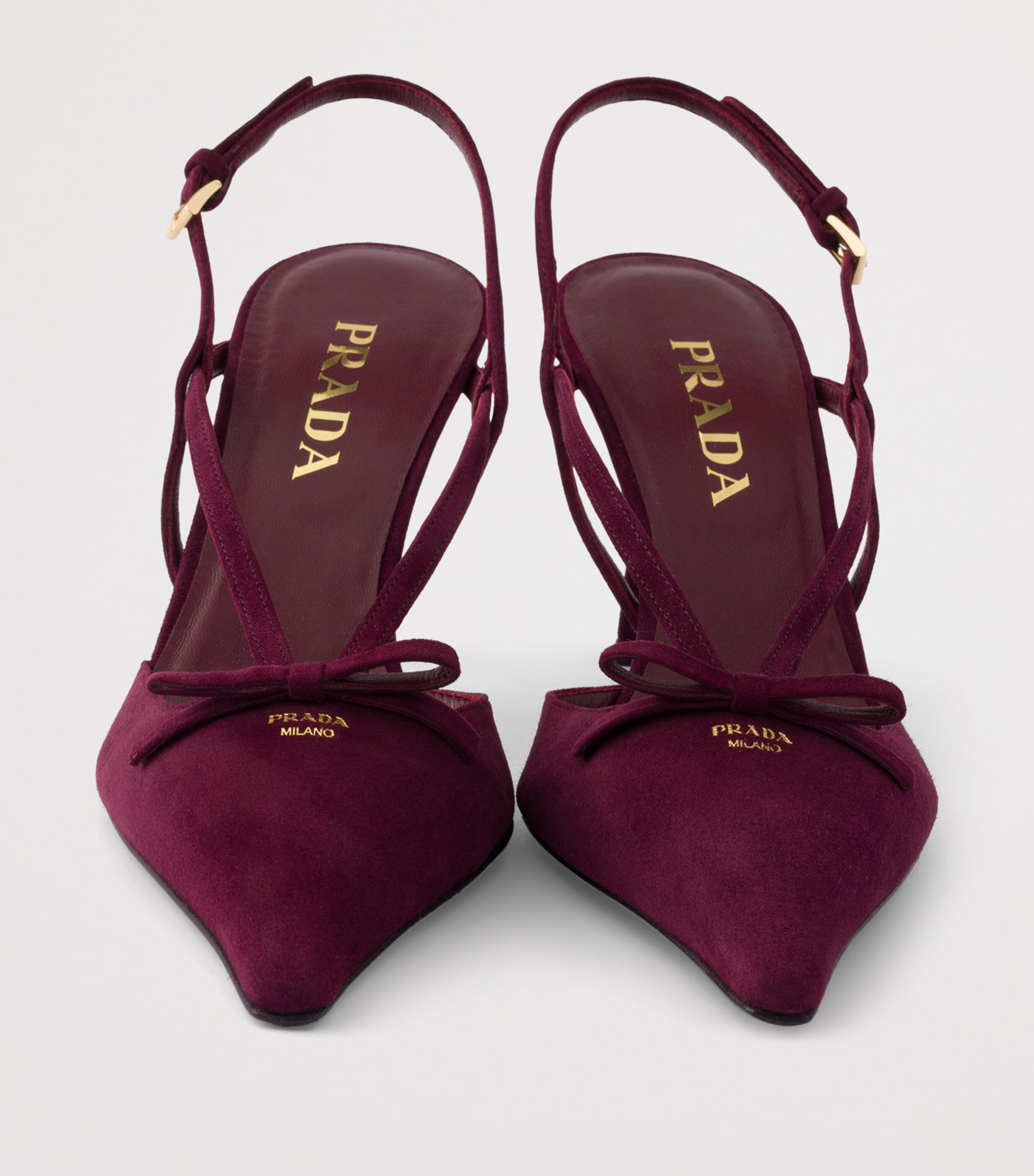 Prada Suede Slingback Pumps 75 Burgundy Image 6