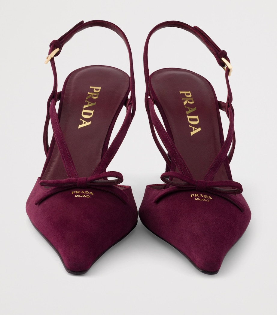 Prada Suede Slingback Pumps 75 Burgundy Image 6