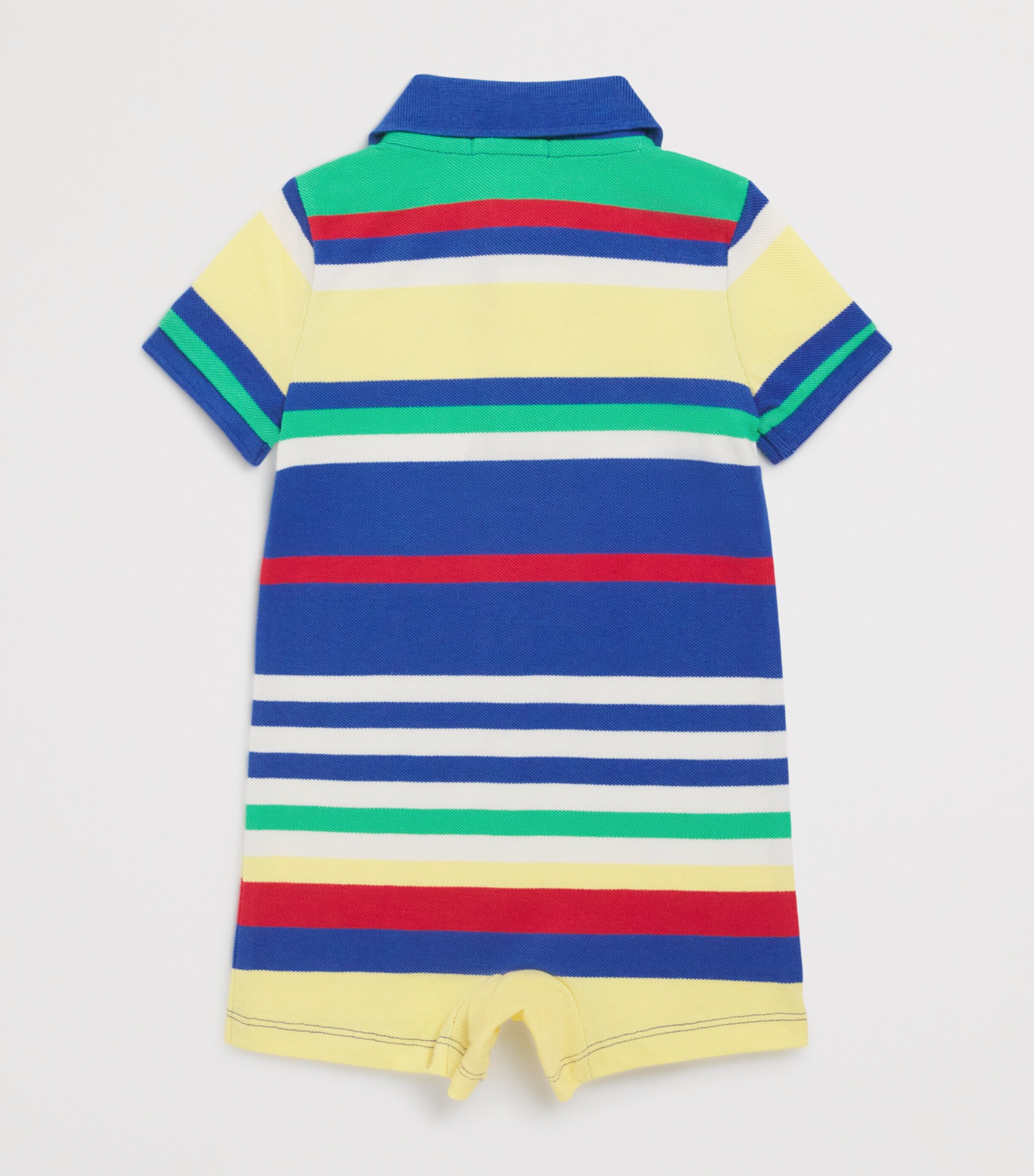 Cotton Stripe Polo Playsuit (3-12 Months) BLUE MU Image 2