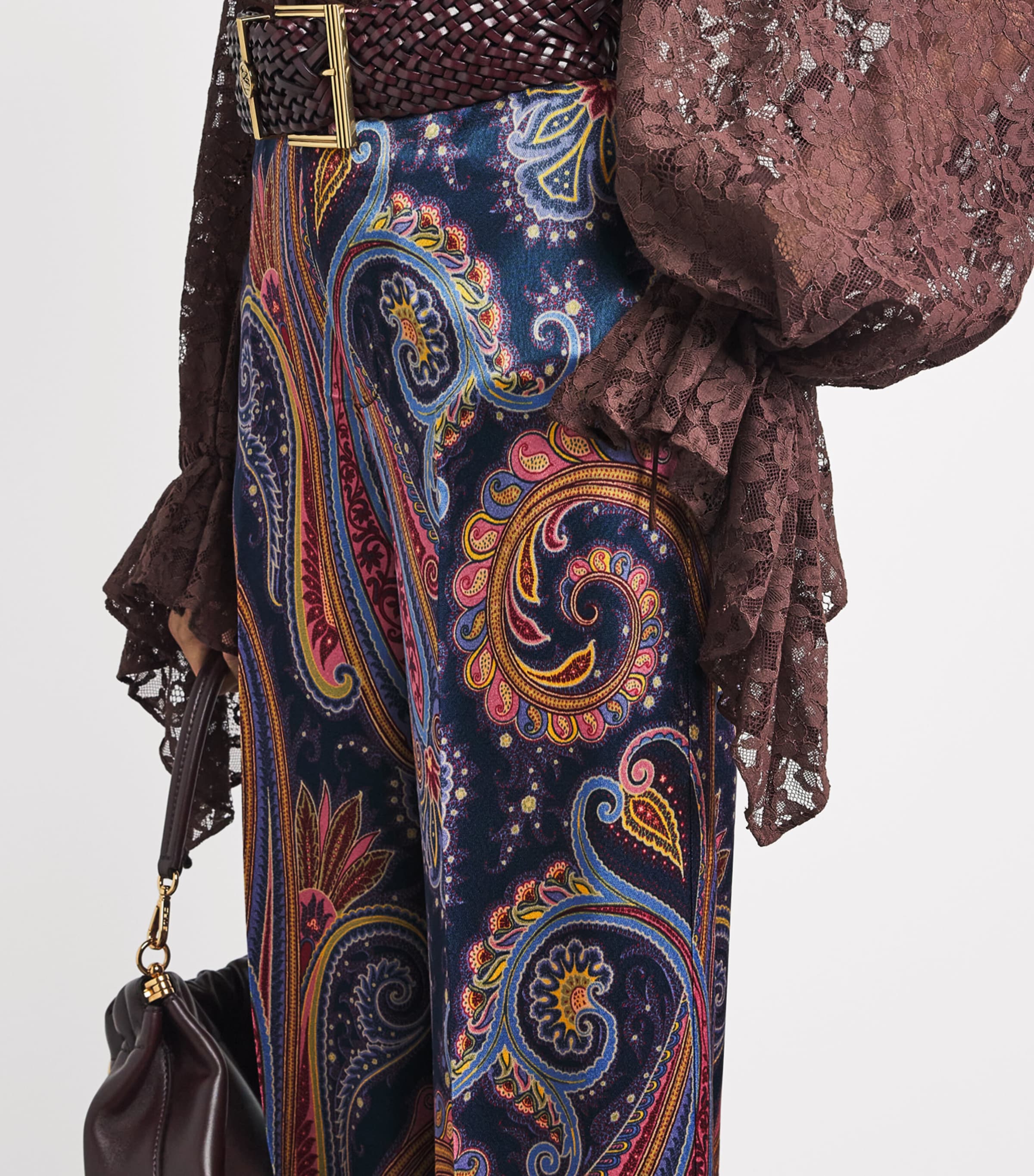 Etro Womens Satin Printed Chinos Print/blue Bs Image 3