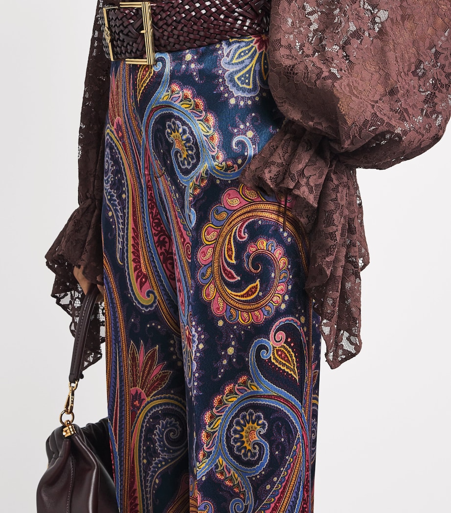 Etro Womens Satin Printed Chinos Print/blue Bs Image 3