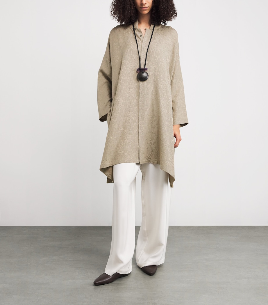 Silk Stand-Collar Shirt STONE Image 2