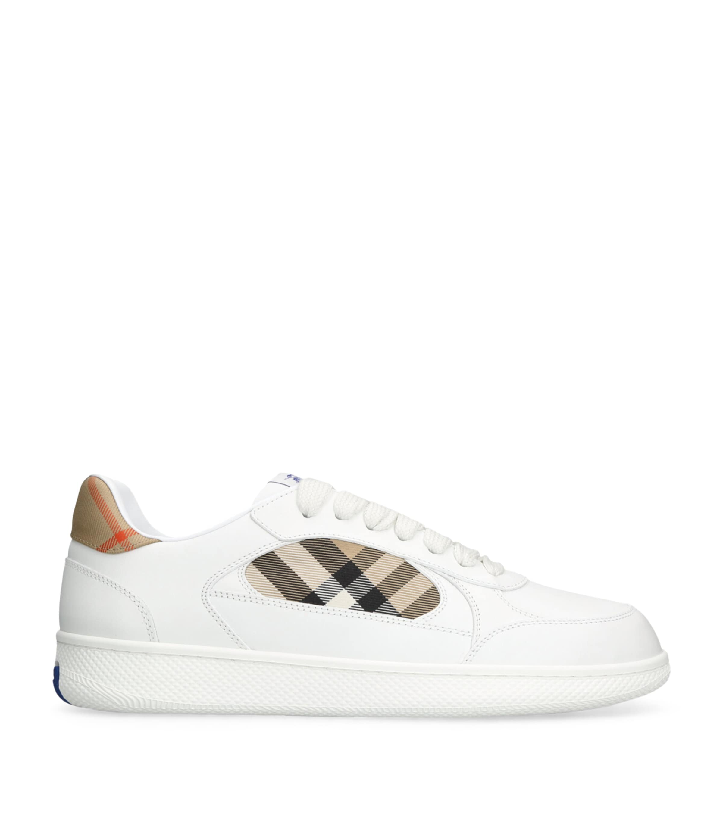Burberry Leather Check Terrace Sneakers In White