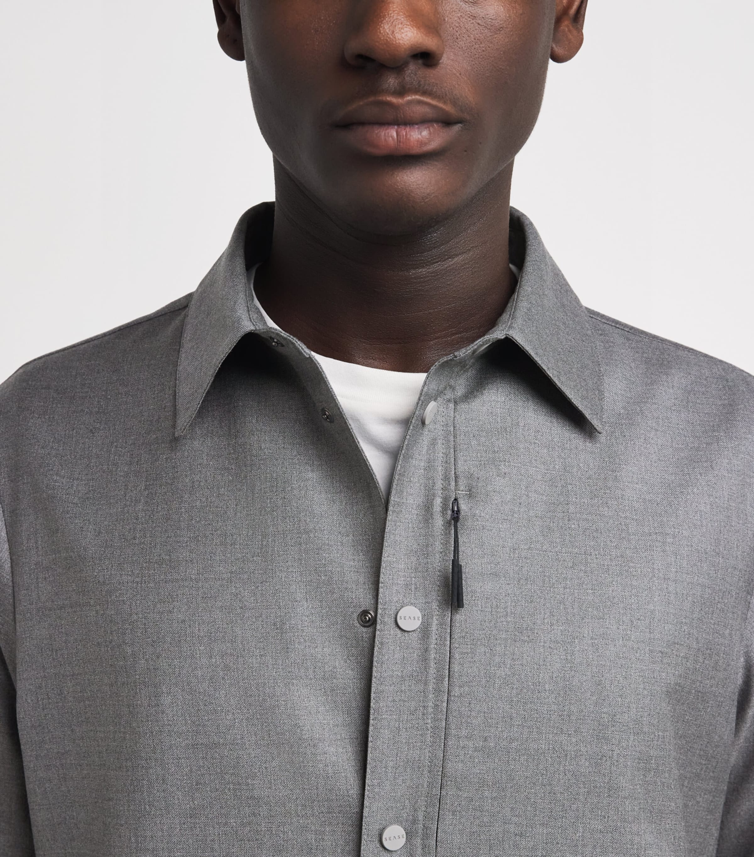 Sease Mens Virgin Wool Shirt Steel Grey Image 3