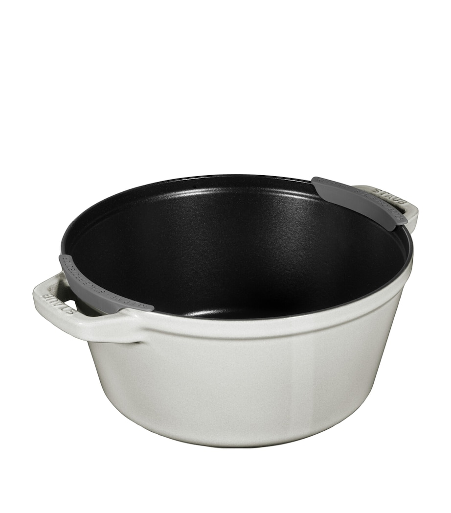Staub 2-Piece Round Stackable Cocotte Set White Truffle Image 5