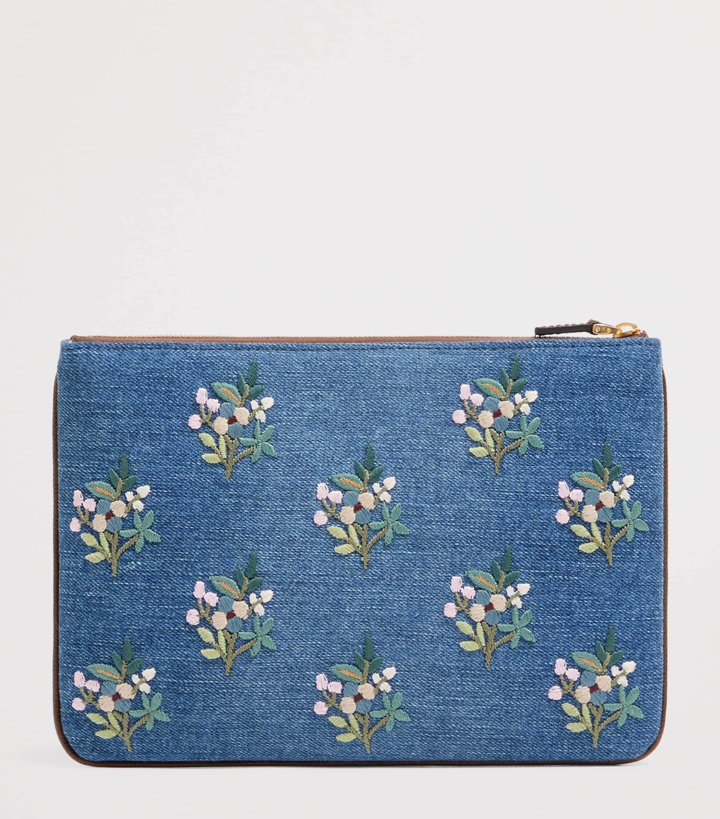 Valentino Garavani Denim Embroidered VLogo Signature Pouch Axm Image 4