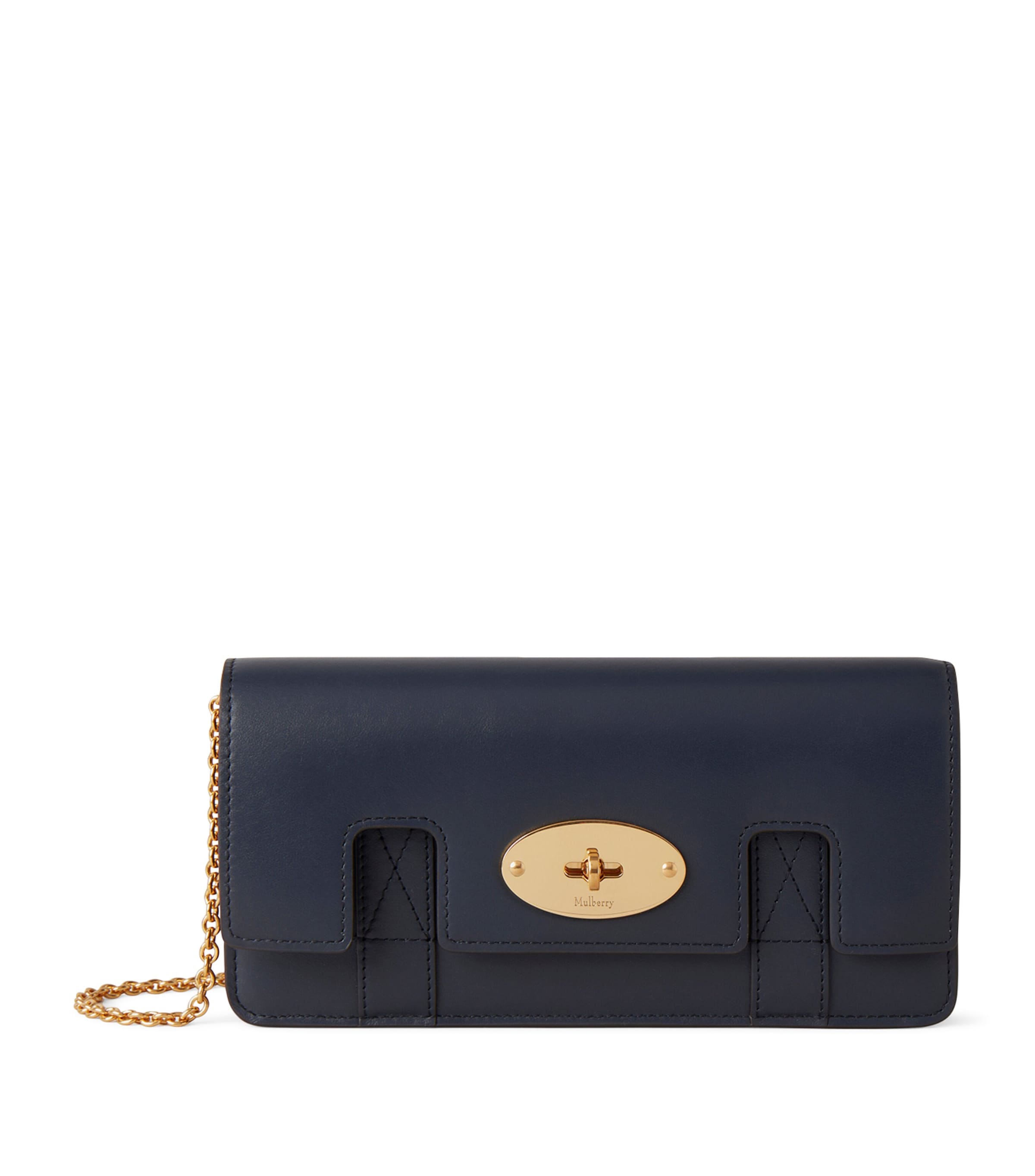 Shop Mulberry Leather East West Bayswater Clutch Bag In Black