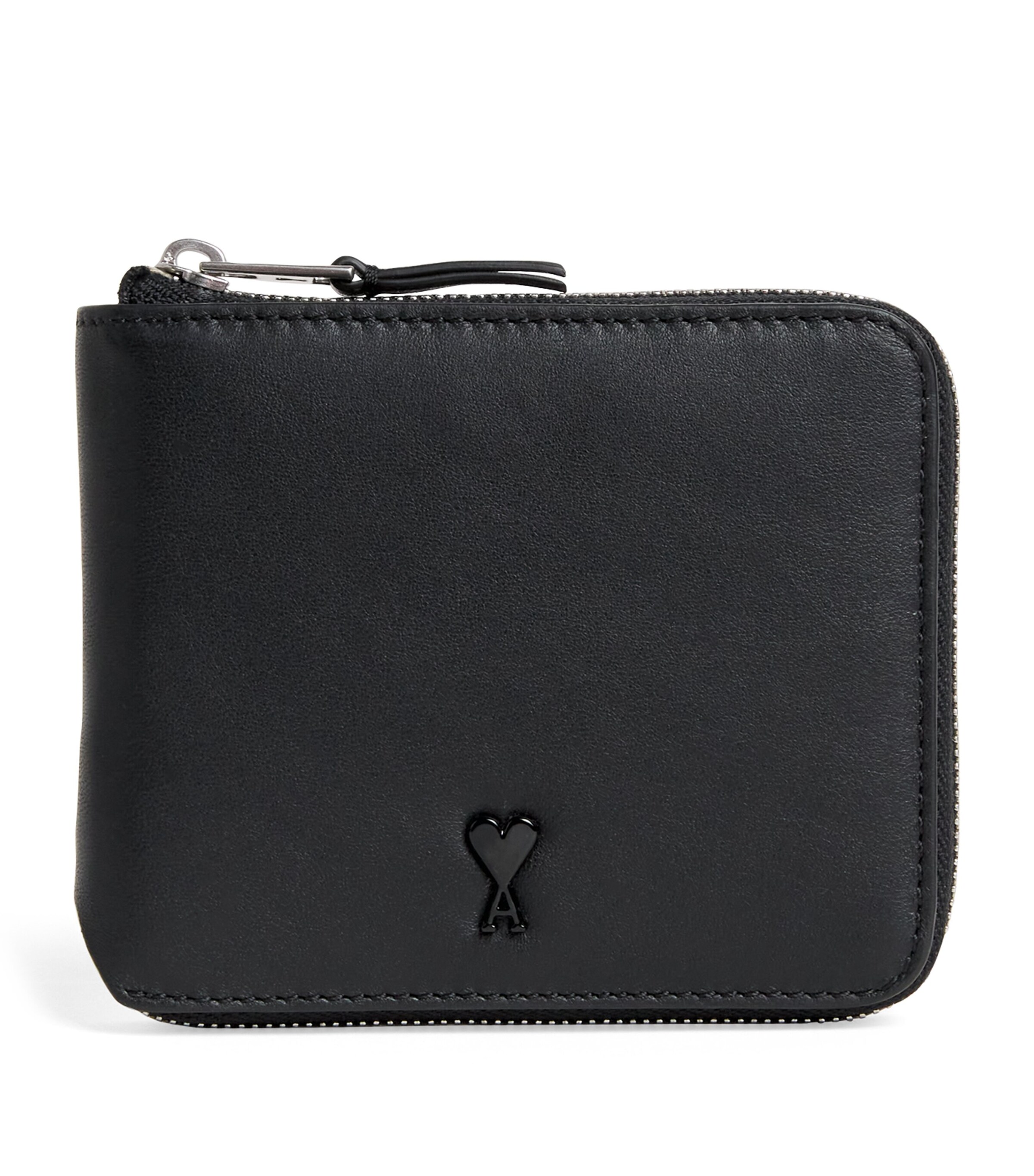 Leather Zipped Wallet BLACK Image 1