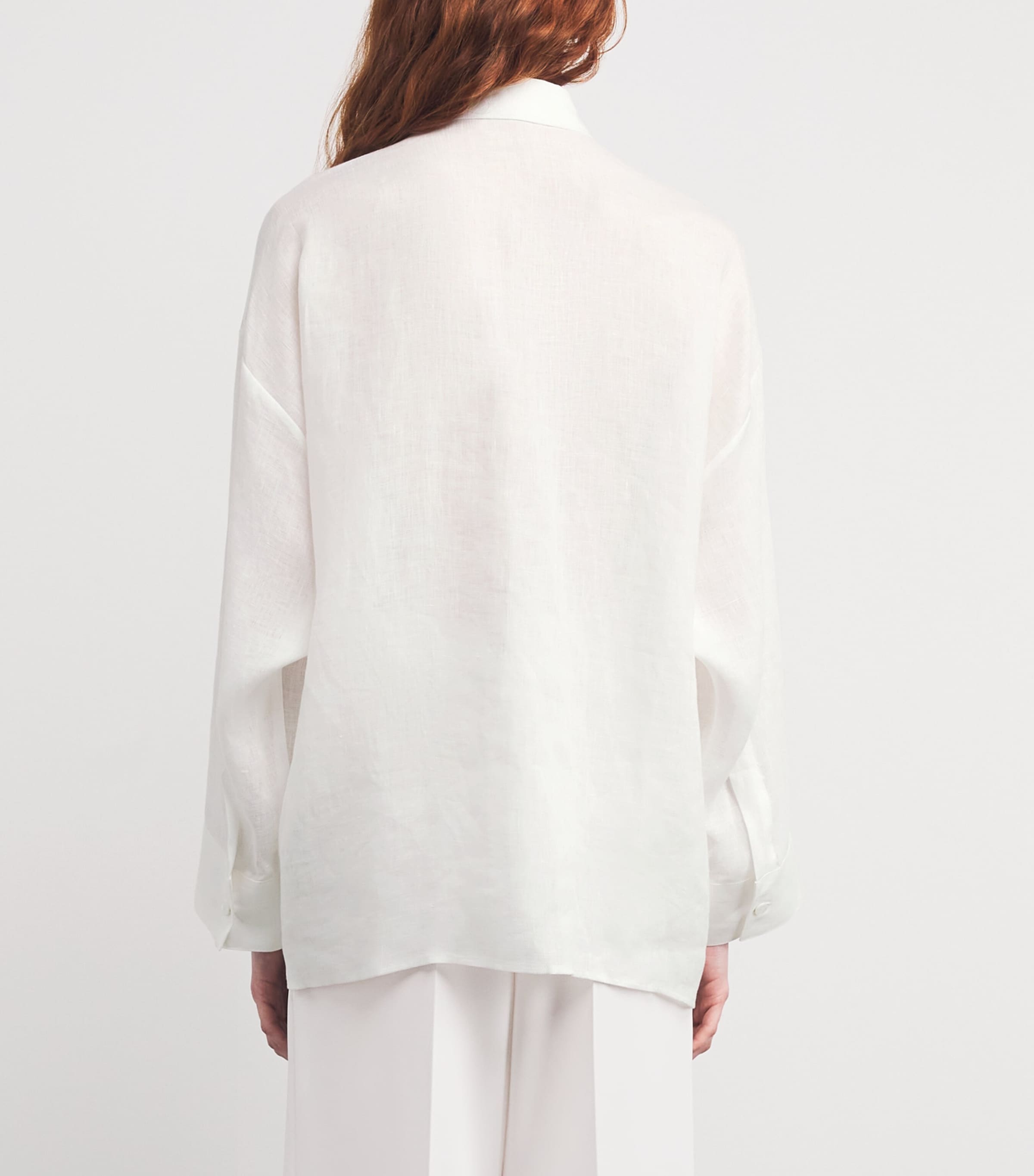 Eleventy Womens Linen Embroidered Shirt Bianco Image 4