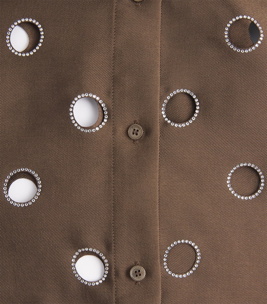 Sandro Paris Womens Rhinestone Cropped Shirt Brown Image 6