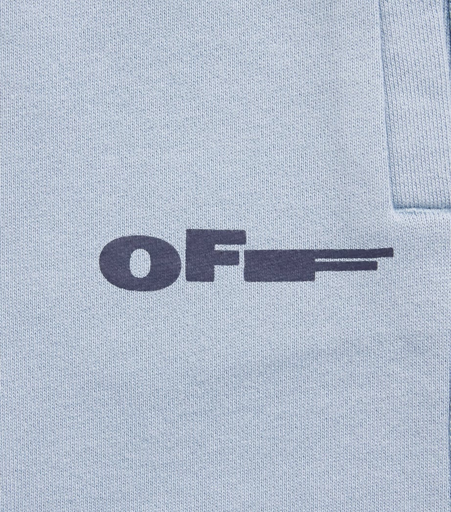 Off-White Kids Cotton Logo Sweatshorts (4-12+ Years) Dusty Blue Image 3
